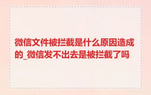 微信文件被拦截是什么原因造成的_微信发不出去是被拦截了吗