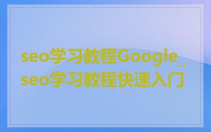 seo学习教程Google_seo学习教程快速入门