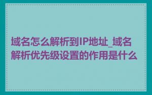 域名怎么解析到IP地址_域名解析优先级设置的作用是什么