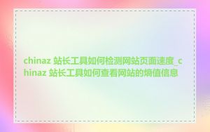 chinaz 站长工具如何检测网站页面速度_chinaz 站长工具如何查看网站的熵值信息