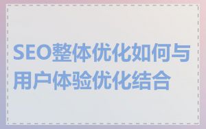 SEO整体优化如何与用户体验优化结合