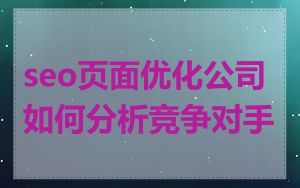 seo页面优化公司如何分析竞争对手