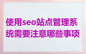 使用seo站点管理系统需要注意哪些事项