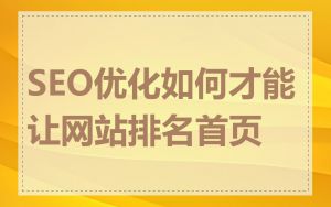 SEO优化如何才能让网站排名首页
