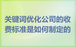 关键词优化公司的收费标准是如何制定的