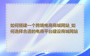 如何搭建一个跨境电商商城网站_如何选择合适的电商平台建设商城网站