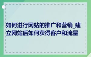 如何进行网站的推广和营销_建立网站后如何获得客户和流量