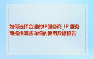 如何选择合适的IP服务商_IP 服务商提供哪些详细的使用数据报告
