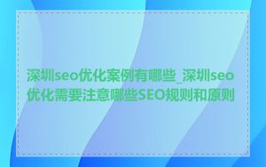 深圳seo优化案例有哪些_深圳seo优化需要注意哪些SEO规则和原则