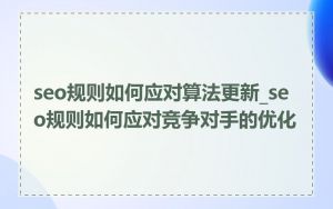 seo规则如何应对算法更新_seo规则如何应对竞争对手的优化