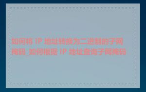如何将 IP 地址转换为二进制的子网掩码_如何根据 IP 地址查询子网掩码