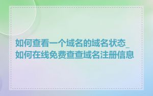 如何查看一个域名的域名状态_如何在线免费查查域名注册信息