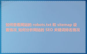 如何查看网站的 robots.txt 和 sitemap 设置情况_如何分析网站的 SEO 关键词排名情况