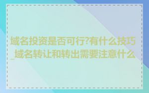 域名投资是否可行?有什么技巧_域名转让和转出需要注意什么