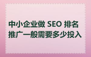 中小企业做 SEO 排名推广一般需要多少投入