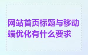 网站首页标题与移动端优化有什么要求