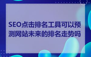 SEO点击排名工具可以预测网站未来的排名走势吗