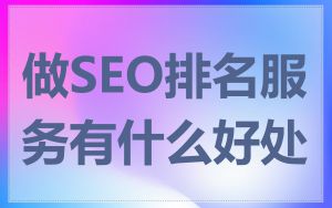 做SEO排名服务有什么好处