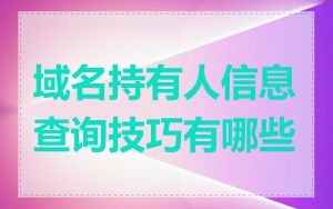 域名持有人信息查询技巧有哪些