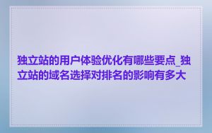 独立站的用户体验优化有哪些要点_独立站的域名选择对排名的影响有多大
