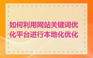 如何利用网站关键词优化平台进行本地化优化
