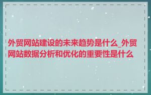 外贸网站建设的未来趋势是什么_外贸网站数据分析和优化的重要性是什么
