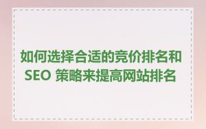如何选择合适的竞价排名和 SEO 策略来提高网站排名