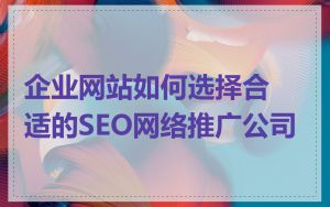 企业网站如何选择合适的SEO网络推广公司