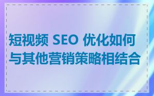 短视频 SEO 优化如何与其他营销策略相结合