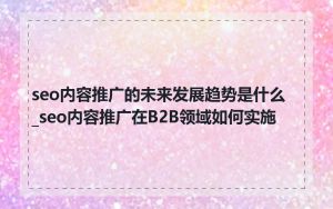 seo内容推广的未来发展趋势是什么_seo内容推广在B2B领域如何实施