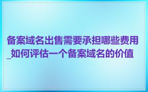 备案域名出售需要承担哪些费用_如何评估一个备案域名的价值