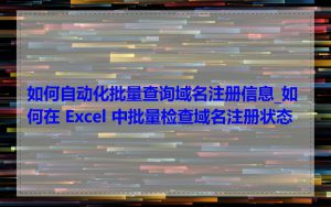如何自动化批量查询域名注册信息_如何在 Excel 中批量检查域名注册状态
