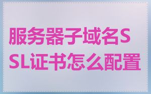 服务器子域名SSL证书怎么配置