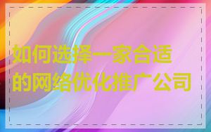 如何选择一家合适的网络优化推广公司