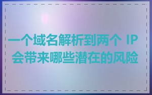 一个域名解析到两个 IP 会带来哪些潜在的风险