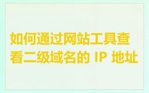 如何通过网站工具查看二级域名的 IP 地址