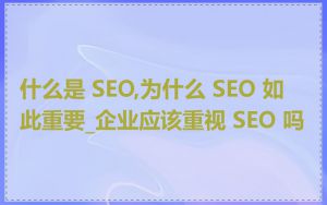 什么是 SEO,为什么 SEO 如此重要_企业应该重视 SEO 吗