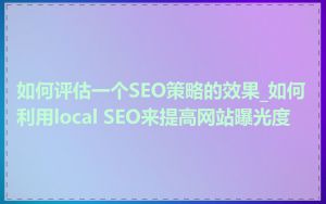 如何评估一个SEO策略的效果_如何利用local SEO来提高网站曝光度