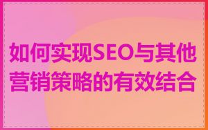 如何实现SEO与其他营销策略的有效结合