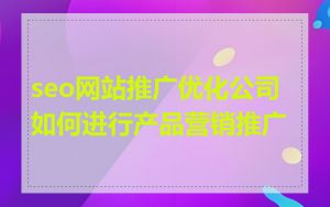 seo网站推广优化公司如何进行产品营销推广