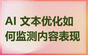 AI 文本优化如何监测内容表现