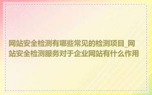 网站安全检测有哪些常见的检测项目_网站安全检测服务对于企业网站有什么作用