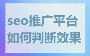 seo推广平台如何判断效果