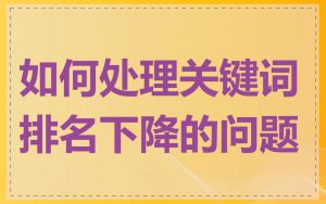 如何处理关键词排名下降的问题