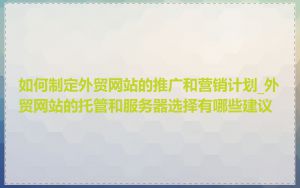 如何制定外贸网站的推广和营销计划_外贸网站的托管和服务器选择有哪些建议