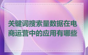 关键词搜索量数据在电商运营中的应用有哪些