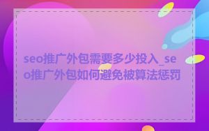seo推广外包需要多少投入_seo推广外包如何避免被算法惩罚
