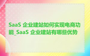 SaaS 企业建站如何实现电商功能_SaaS 企业建站有哪些优势