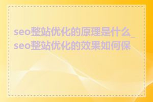 seo整站优化的原理是什么_seo整站优化的效果如何保证