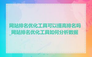 网站排名优化工具可以提高排名吗_网站排名优化工具如何分析数据